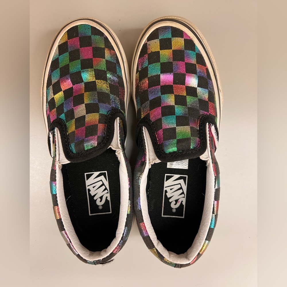 Vans rainbow kids sneakers.